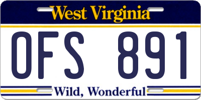 WV license plate OFS891