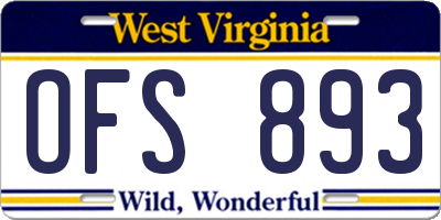 WV license plate OFS893