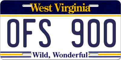 WV license plate OFS900