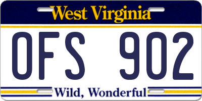WV license plate OFS902