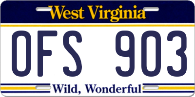 WV license plate OFS903