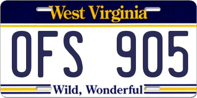 WV license plate OFS905