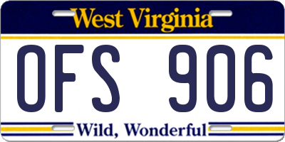 WV license plate OFS906
