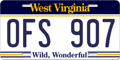 WV license plate OFS907