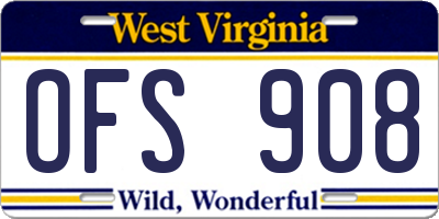 WV license plate OFS908