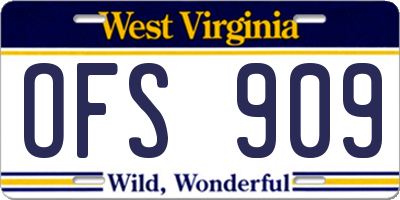 WV license plate OFS909