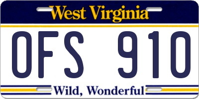 WV license plate OFS910