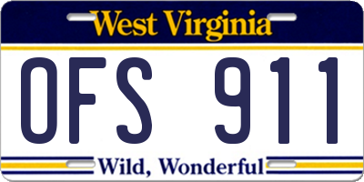 WV license plate OFS911