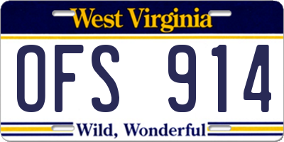 WV license plate OFS914