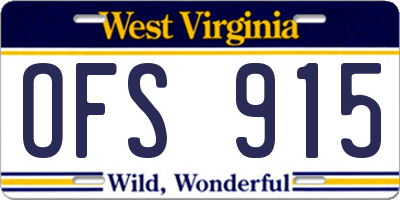 WV license plate OFS915