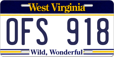 WV license plate OFS918