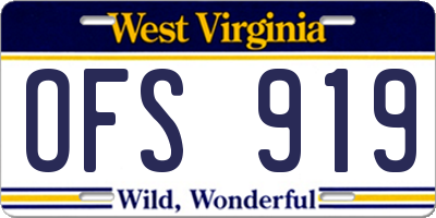 WV license plate OFS919