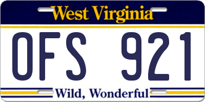WV license plate OFS921