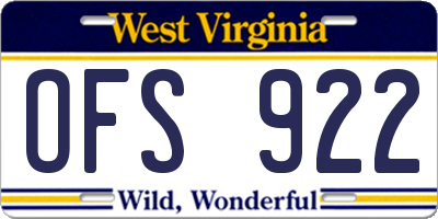 WV license plate OFS922