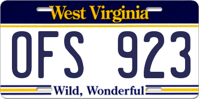 WV license plate OFS923