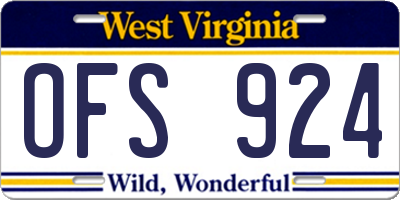 WV license plate OFS924