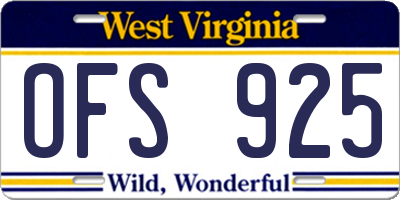 WV license plate OFS925
