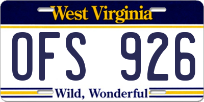 WV license plate OFS926