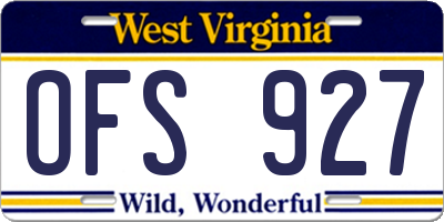WV license plate OFS927