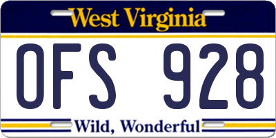 WV license plate OFS928