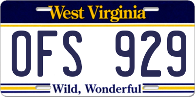 WV license plate OFS929