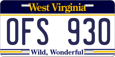 WV license plate OFS930