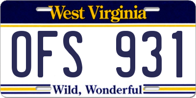 WV license plate OFS931