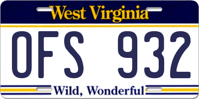 WV license plate OFS932