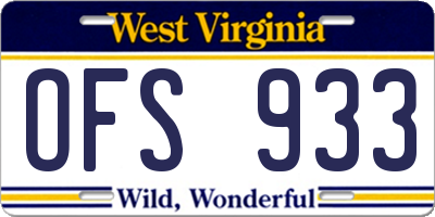 WV license plate OFS933