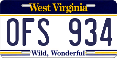 WV license plate OFS934