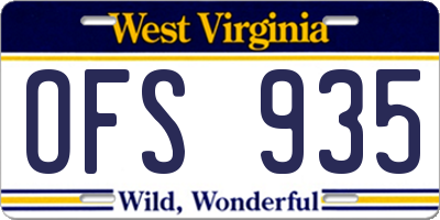 WV license plate OFS935
