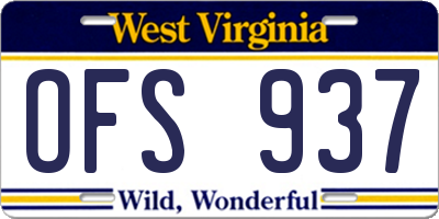 WV license plate OFS937