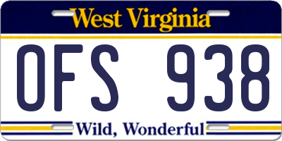 WV license plate OFS938