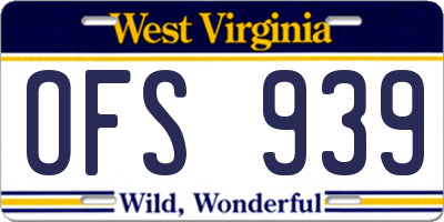 WV license plate OFS939