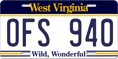 WV license plate OFS940