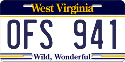 WV license plate OFS941