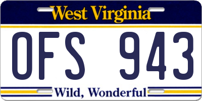 WV license plate OFS943