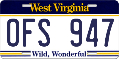WV license plate OFS947