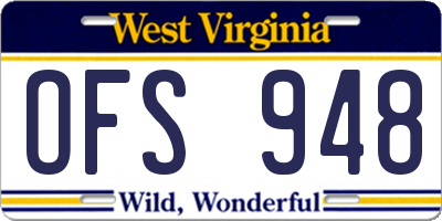 WV license plate OFS948