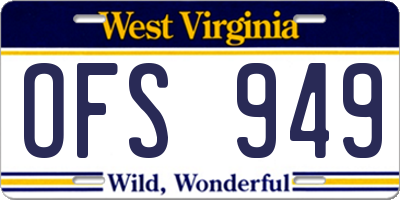 WV license plate OFS949
