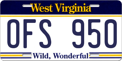 WV license plate OFS950
