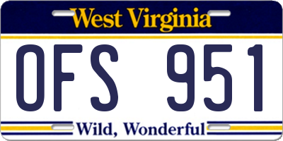 WV license plate OFS951