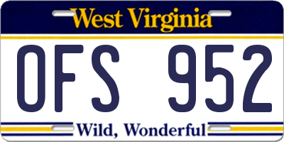 WV license plate OFS952