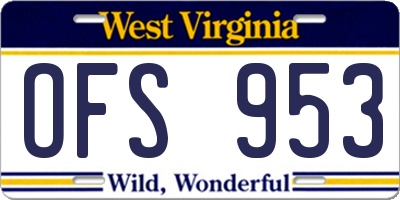 WV license plate OFS953