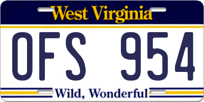 WV license plate OFS954