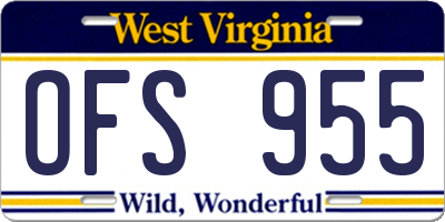 WV license plate OFS955
