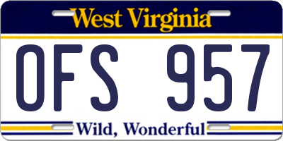 WV license plate OFS957