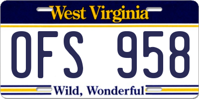 WV license plate OFS958