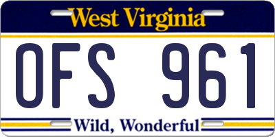 WV license plate OFS961