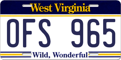 WV license plate OFS965